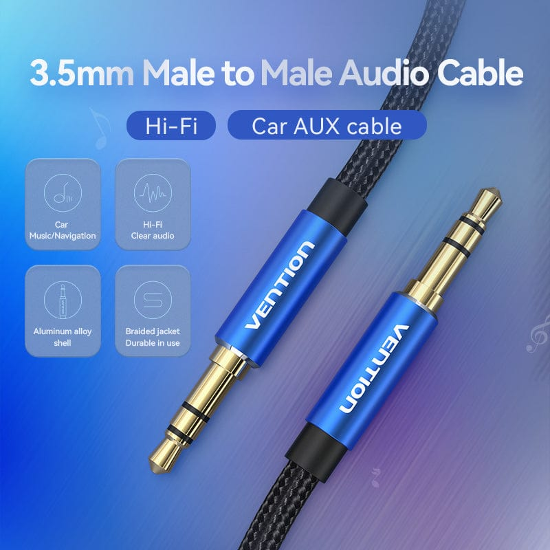 Vention BAWLJ Cotton Braided 3.5mm Male to Male Audio Cable 5M Blue Aluminum Alloy Type view 4