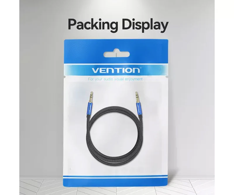 Vention BAWLH Cotton Braided 3.5mm Male to Male Audio Cable 2M Blue Aluminum Alloy Type view 2